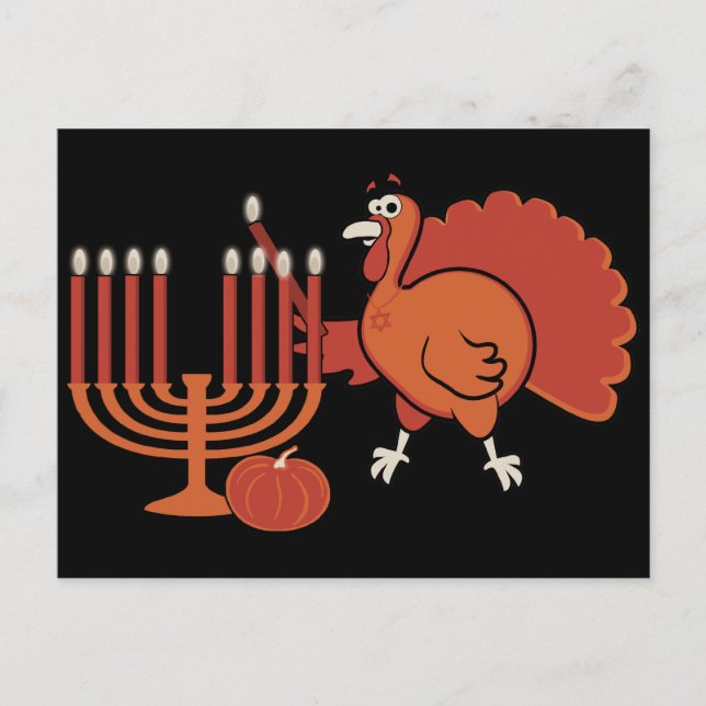 Feierlich "Thanksgivukkah" Postkarte (Vorderseite)
