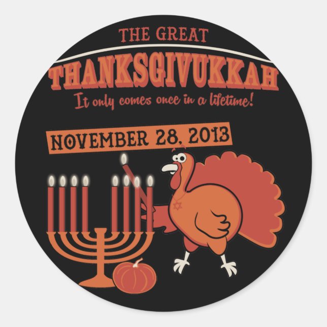 Feierlich "Thanksgivukkah" Runder Aufkleber (Vorderseite)