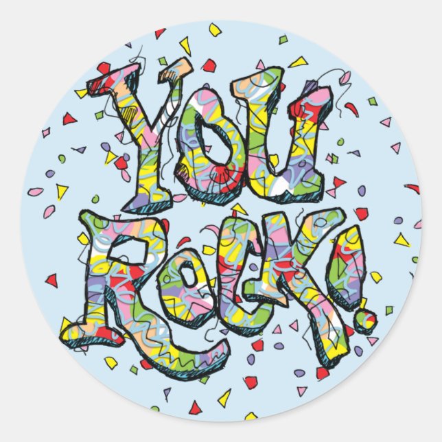 Feierlich "You Rock!" Briefaufkleber Runder Aufkleber (Vorderseite)