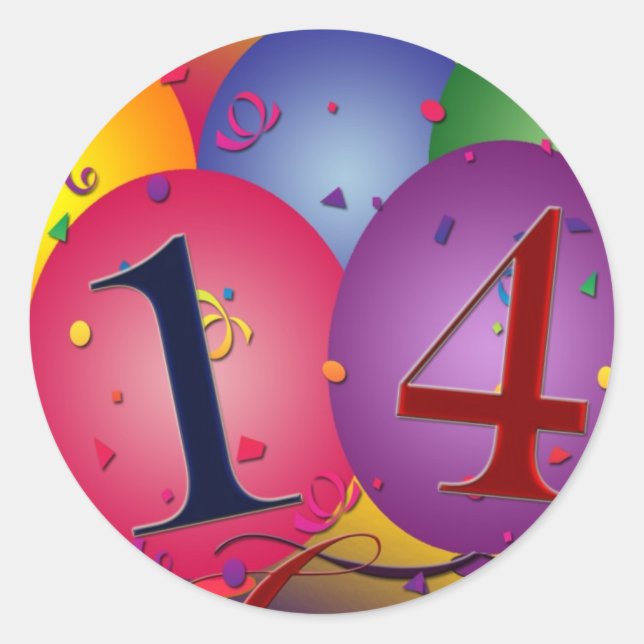 Feierliche 14. Geburtstag Runder Aufkleber (Vorderseite)