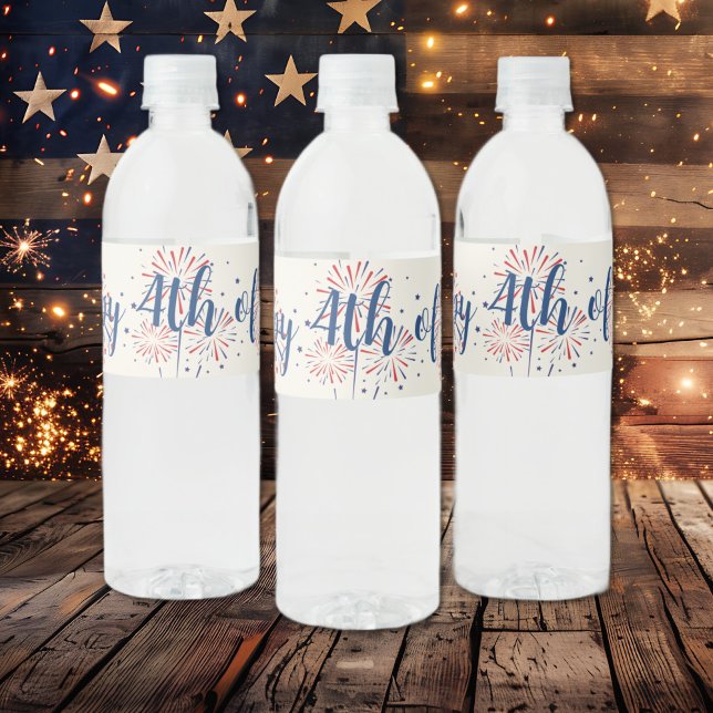 Feierliche 4. Juli Barbecue Picnic Wasserflaschenetikett (Festive 4th of July Patriotic water bottle labels)