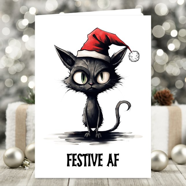 Feierliche AF Sarcastic Cat Weihnachten Karte (Von Creator hochgeladen)