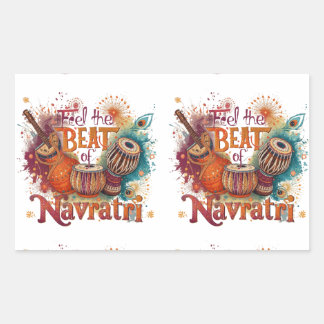 Feierliche Beats - farbenfrohe Navratri Feier Desi Rechteckiger Aufkleber