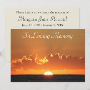 Feierliche Beerdigung des Sunset Memorial Service Einladung