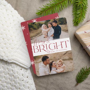 Feierliche Begrüßung Merry & Bright Two Foto Feiertagskarte