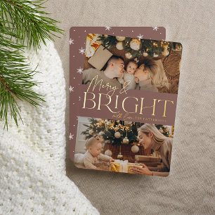 Feierliche Begrüßung Merry & Bright Two Foto Folien Feiertagskarte