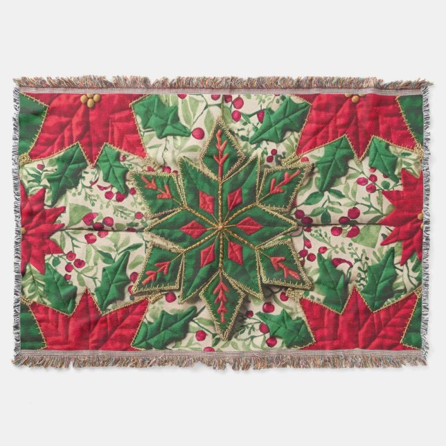 Feierliche Blumenmuster-Klotz-Quilt: Ein gemütlich Decke (Vorderseite)