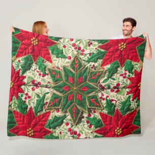 Feierliche Blumenmuster-Klotz-Quilt: Ein gemütlich Fleecedecke