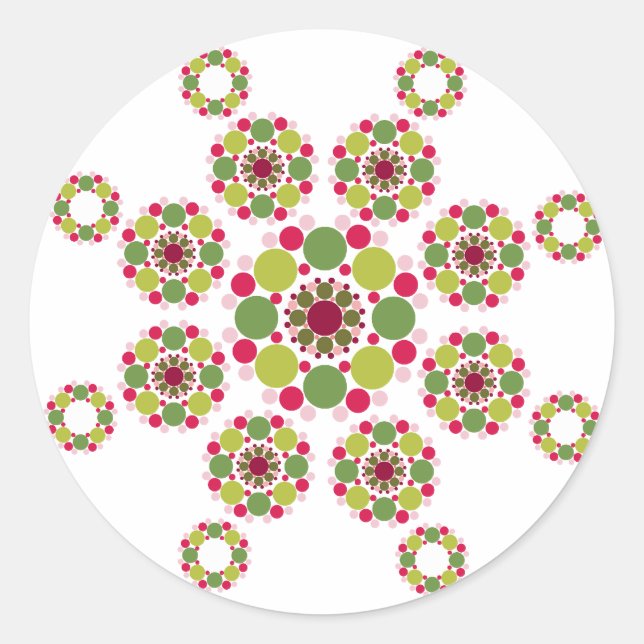 Feierliche bunte Punkte Weihnachts-Star Chic Feier Runder Aufkleber (Vorderseite)