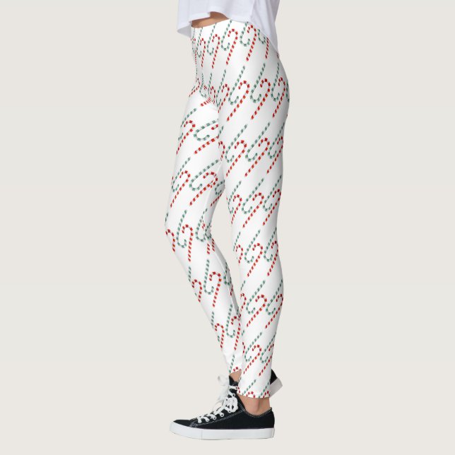Feierliche Candy Cane Pattern Urlaub Leggings (Links)