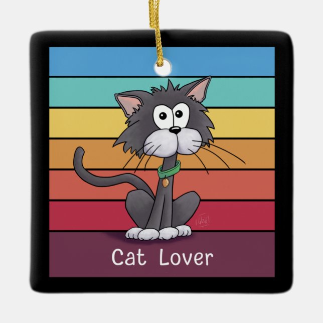Feierliche Cat Lover Keramikornament (Vorderseite)