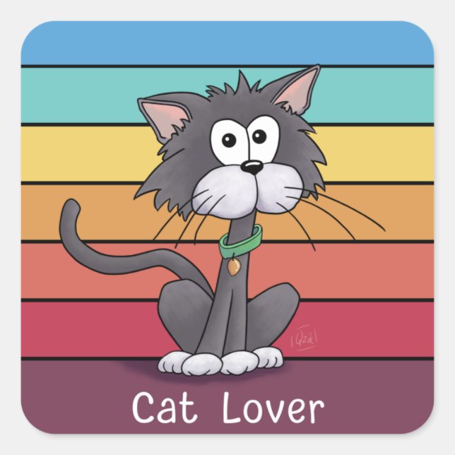 Feierliche Cat Lover Quadratischer Aufkleber (Vorderseite)