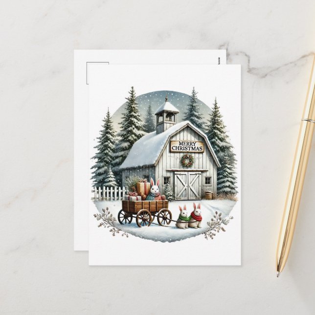 Feierliche Country Scheune frohe Weihnachten (Vorderseite/Rückseite Beispiel)