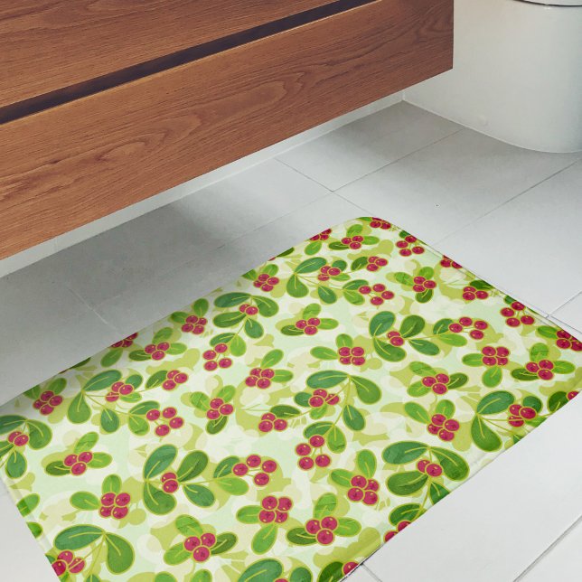 Feierliche Cranberry Fruchtmuster, grün Badematte (Festive Cranberry Pattern Bath Mat)