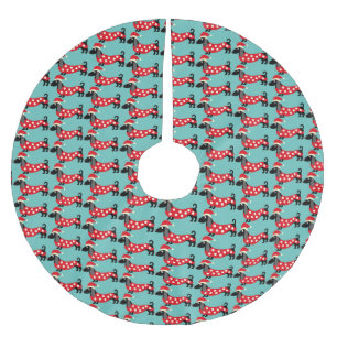 Feierliche Dackeln Polyester Weihnachtsbaumdecke