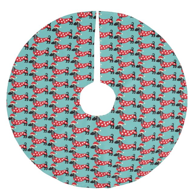 Feierliche Dackeln Polyester Weihnachtsbaumdecke (Vorderseite)