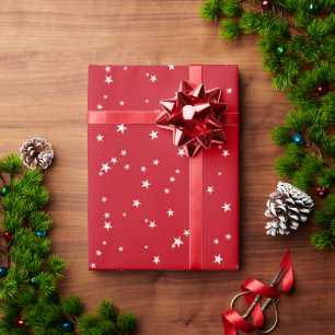 Feierliche dunkelrote Weihnachtsleuchten Sterne ni Geschenkpapier