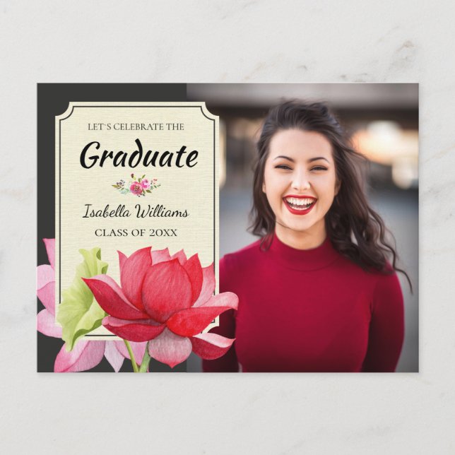 Feierliche Einladung zur Foto Graduation Party (Vorderseite)