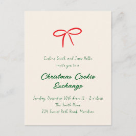 Feierliche Einladung zur Red Simple Bow Feier Postkarte