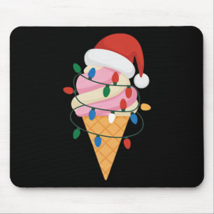 Feierliche Eiscreme mit Weihnachtsbeleuchtung und Mousepad