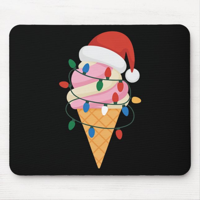 Feierliche Eiscreme mit Weihnachtsbeleuchtung und  Mousepad (Vorne)