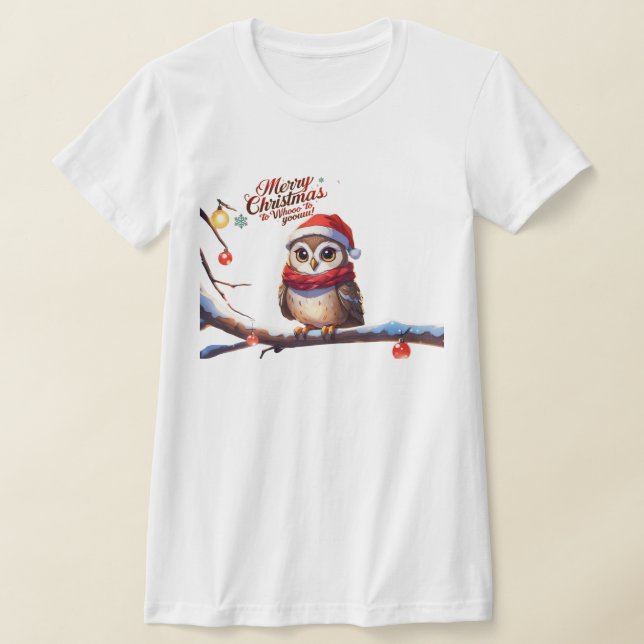 Feierliche Eule in einer Weihnachtsmannmütze T-Shirt (Ablage )