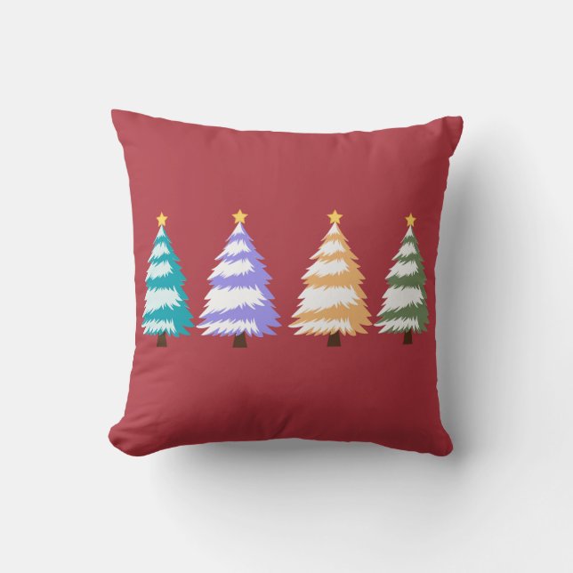 Feierliche farbenfrohe Weihnachtsbaumen Kissen (Vorderseite)