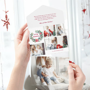 Feierliche farbenfrohe Weihnachtskranz - Collage All In One Einladung