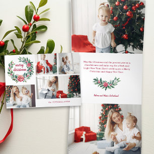 Feierliche farbenfrohe Weihnachtskranz - Collage Dreifach Gefaltete Urlaubskarte