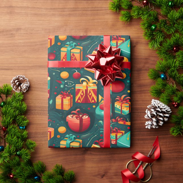 Feierliche farbige Weihnachtsverpackung Geschenkpapier (Feiertagsgeschenk)