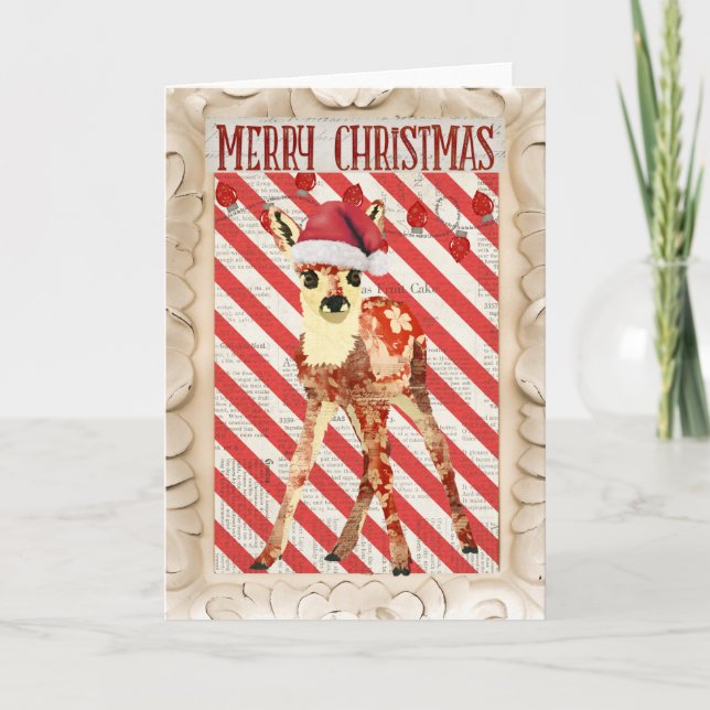 Feierliche Fawn Card Feiertagskarte (Vorderseite)