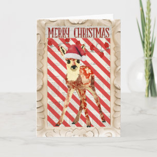 Feierliche Fawn Card Feiertagskarte