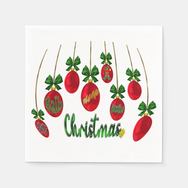 Feierliche Feier: Balls Deep Christmas Napkins Serviette (Vorderseite)