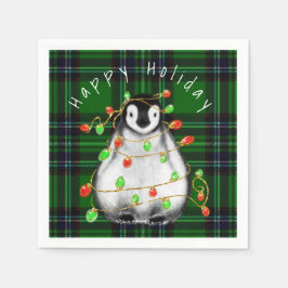 Feierliche Feier Pinguin, blinkende rote grüne Lic Serviette