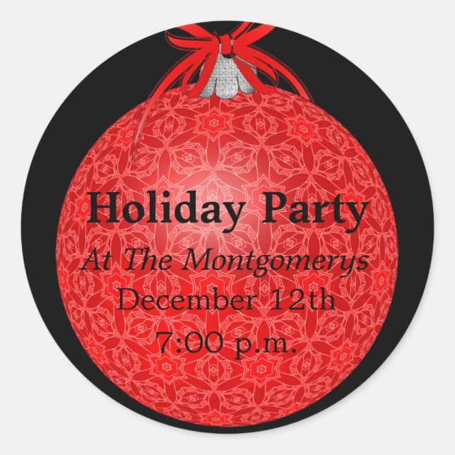 Feierliche Feier, Rote Spitzen Ornament Runder Aufkleber (Vorderseite)