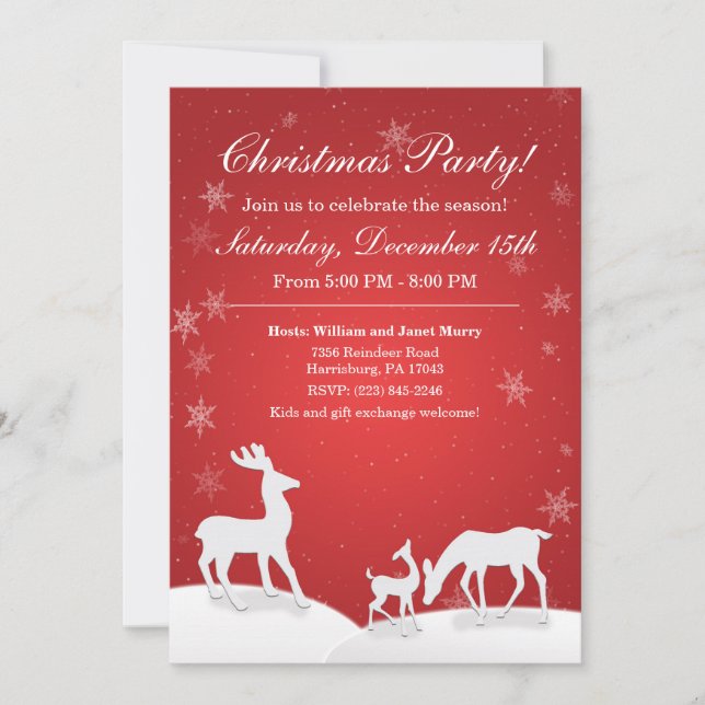 Feierliche Feierlichkeiten mit dem weißen Rentier  Einladung (Vorderseite)