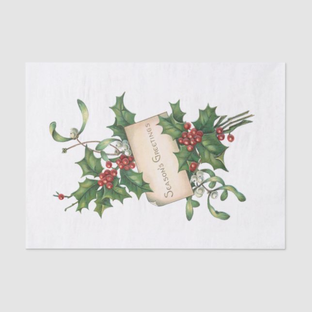 Feierliche Feierlichkeiten mit Holly & Mistletoe Seidenpapier (Vorderseite)