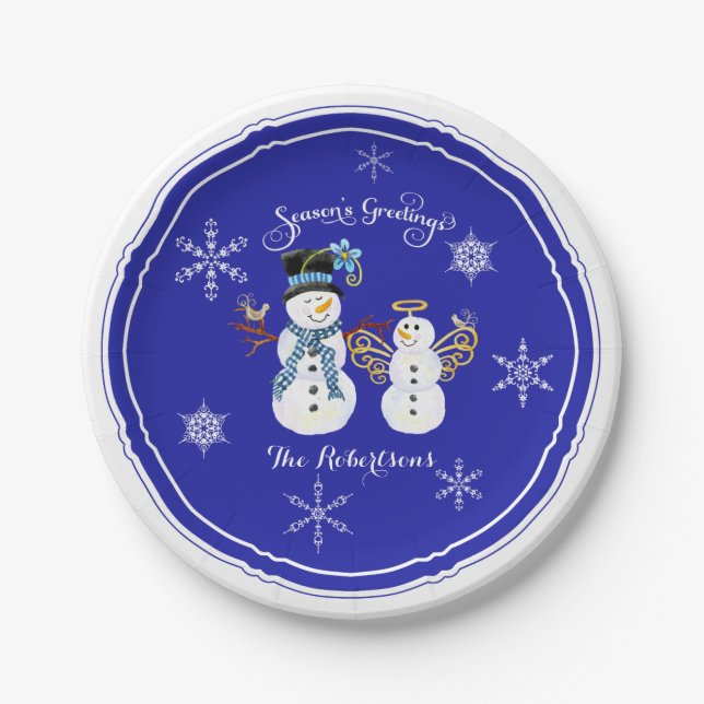 Feierliche Feierlichkeiten Snowmen Snowflake aus d Pappteller (Vorderseite)