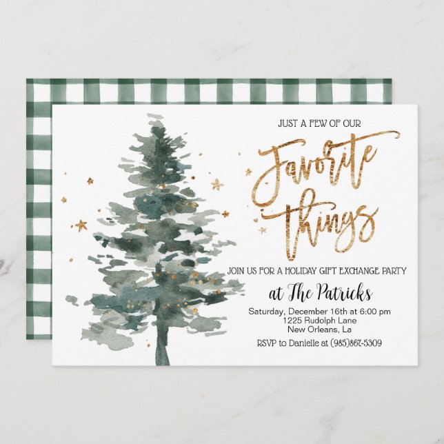 Feierliche Feiertage Einladung zu Lieblingsbeschäf (Vorne/Hinten)