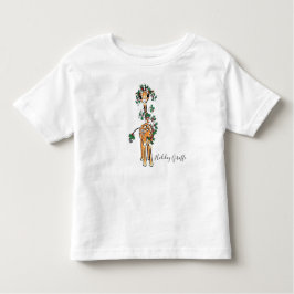 Feierliche Feiertage Giraffe mit Holly Garland Kleinkind T-shirt