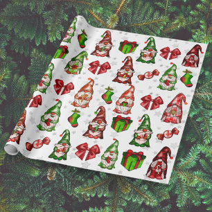 Feierliche Feiertage Gnomes Silver Stars Wrapping Geschenkpapier