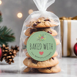 Feierliche Feiertage Grüne gebacken mit Liebe Runder Aufkleber