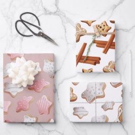 Feierliche Feiertage Latte mit Keksverpackungspapi Geschenkpapier Set