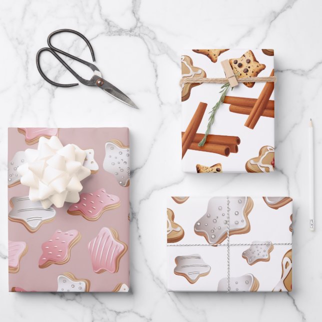 Feierliche Feiertage Latte mit Keksverpackungspapi Geschenkpapier Set (Vorderseite)