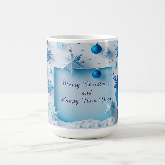 Feierliche Feiertage Ornamente und Schneeflocken Kaffeetasse (Mittel)