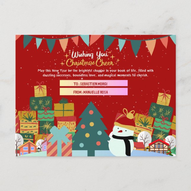 Feierliche Feiertage: Personalisierte Weihnachten Postkarte (Vorderseite)