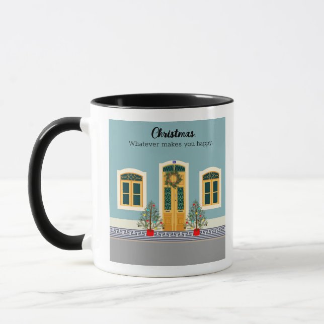 Feierliche Feiertage Portugiesisches Weihnachtshau Tasse (Links)