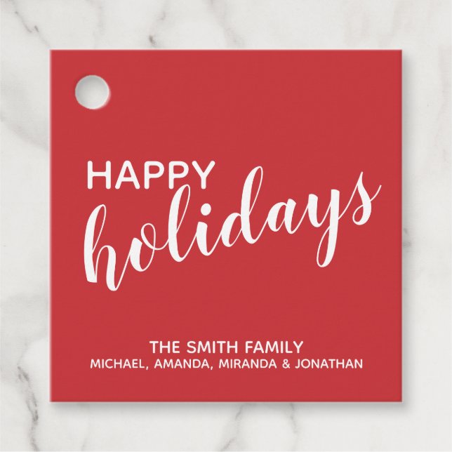 Feierliche Feiertage Rot Geschenkanhänger (Vorderseite)