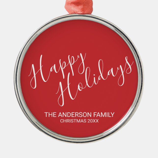 Feierliche Feiertage Rot Ornament Aus Metall (Vorne)