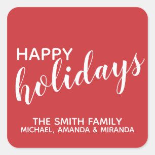 Feierliche Feiertage Rot Quadratischer Aufkleber